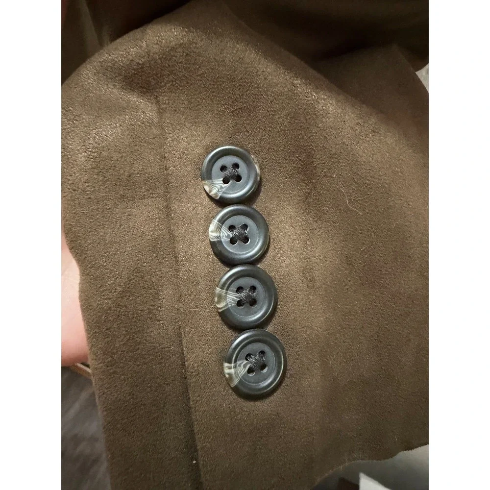 Lauren Ralph Lauren Mens Brown Faux Suede Blazer 40S Paisley Lining Sport Coat